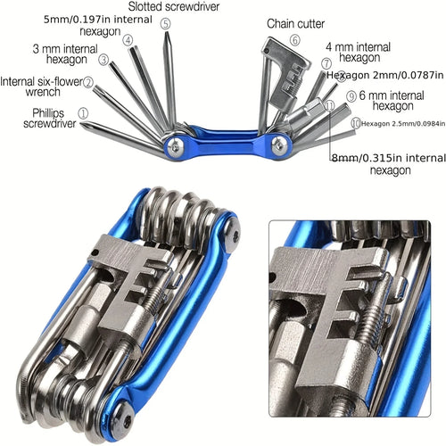 11-in-1 Portable Bicycle Multi-Tool Kit for Bike Repair & Cycling